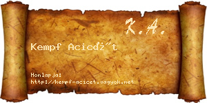 Kempf Acicét névjegykártya